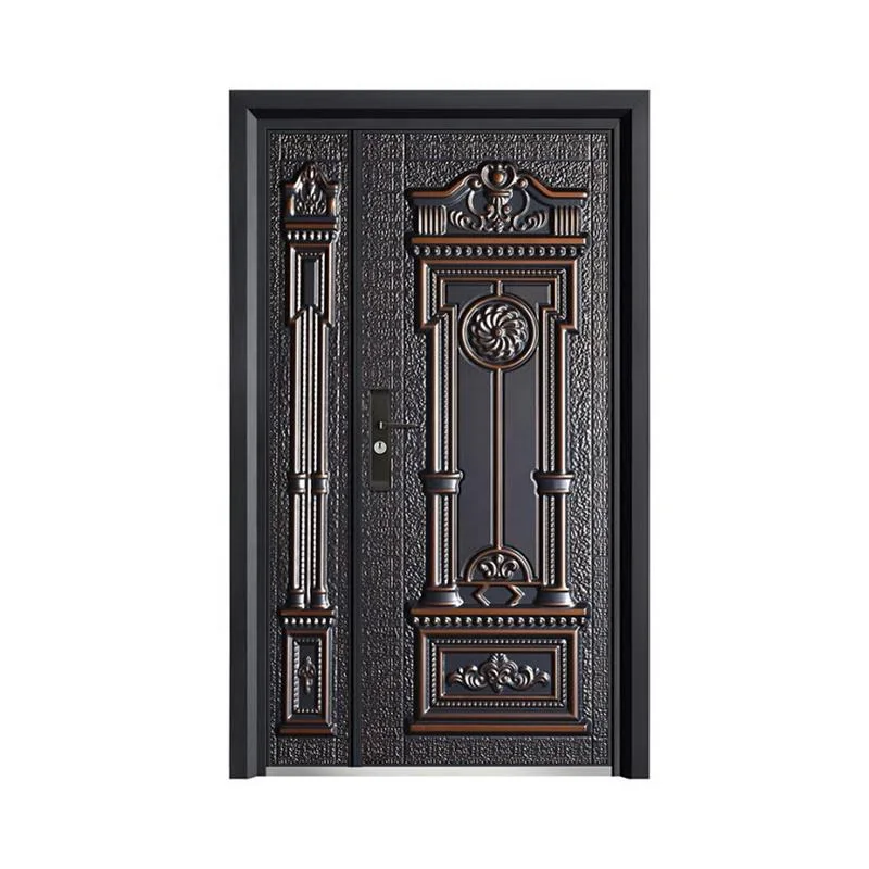 Kqdoors Porte de sécurité en acier haut de gamme Porte d'entrée principale Design extérieur Double Luxe Dernière image de conception