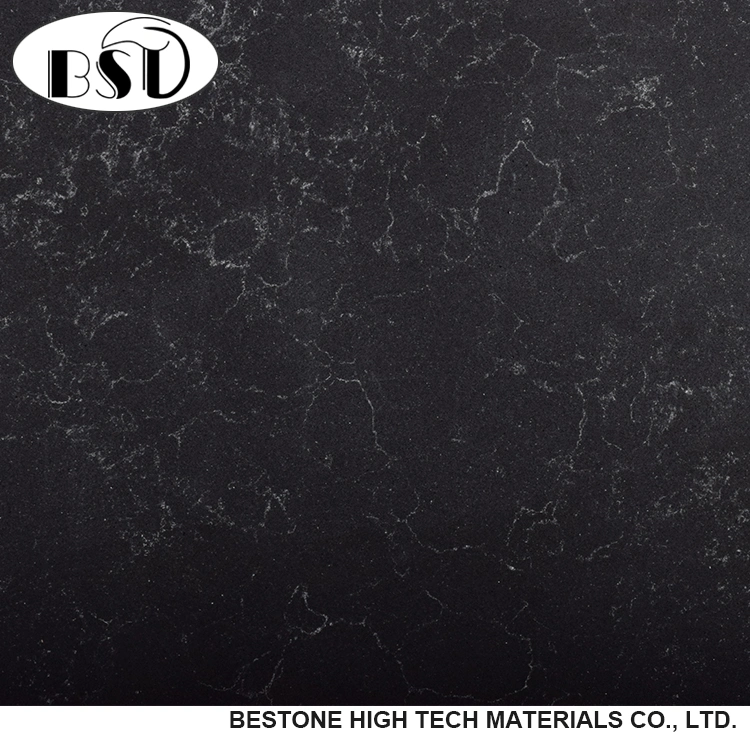 Polished Black Wall Cladding Artificial Marble Quartz Stone
