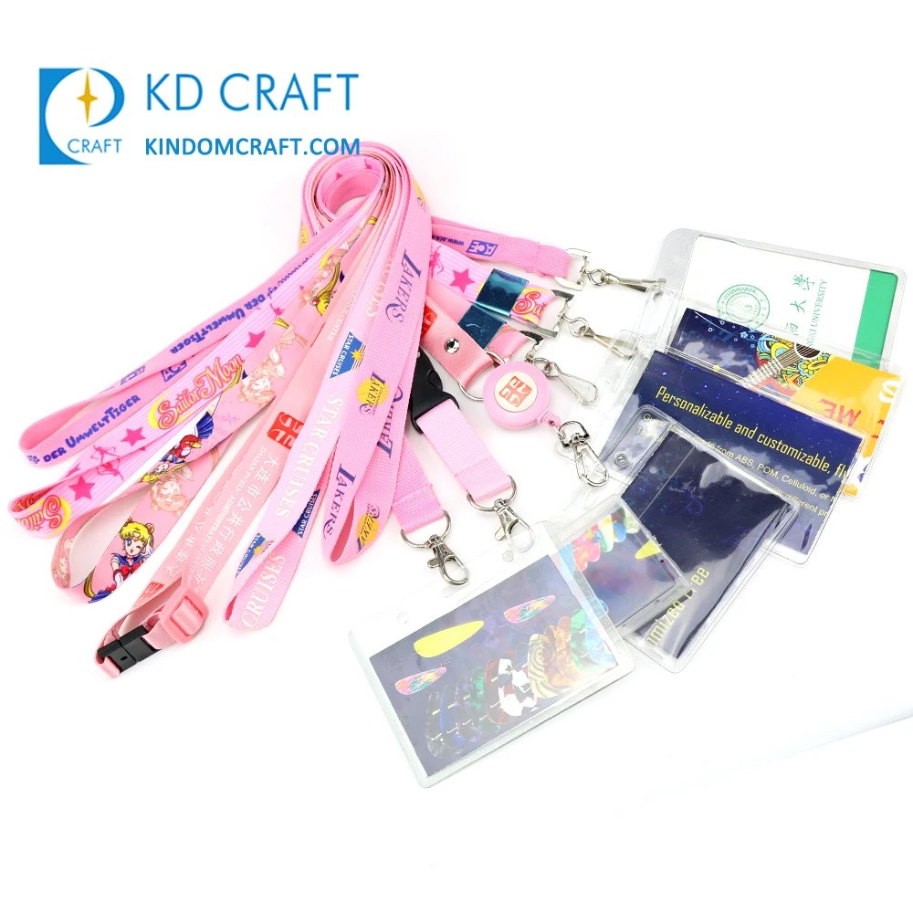 Wholesale/Supplier Designer ID Card Rope Conference Nylon Strap Plain Black Love Pink Sublimation Blank Custom Lanyard with Metal Clip