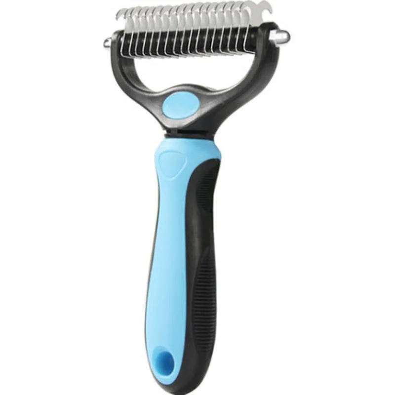 Double Sided Pet Grooming Brush Comb Deshedding and Dematting Tools Undercoat Rake Comb