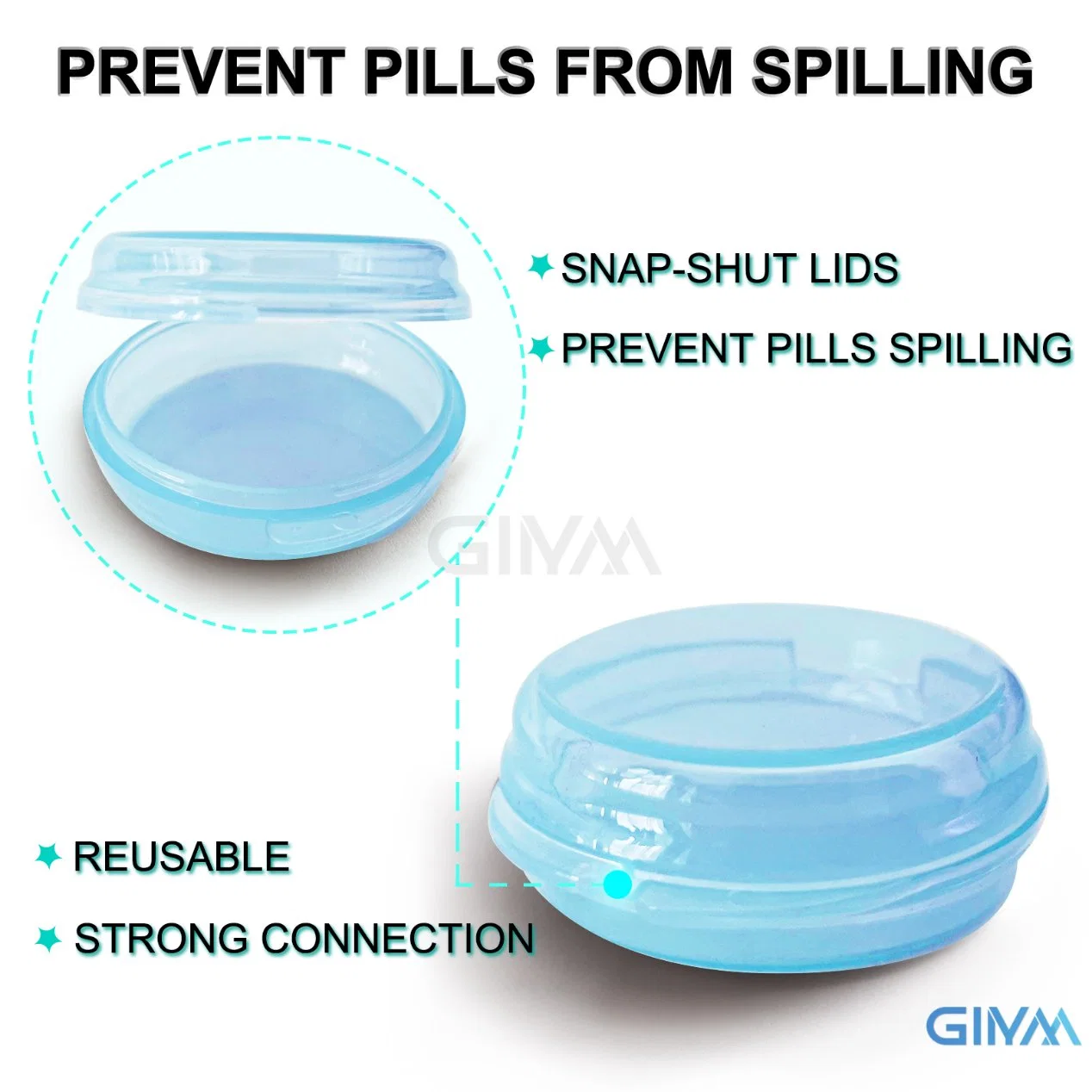 Factory Direct Daily Mini Pill Organizer Round Portable Pill Box