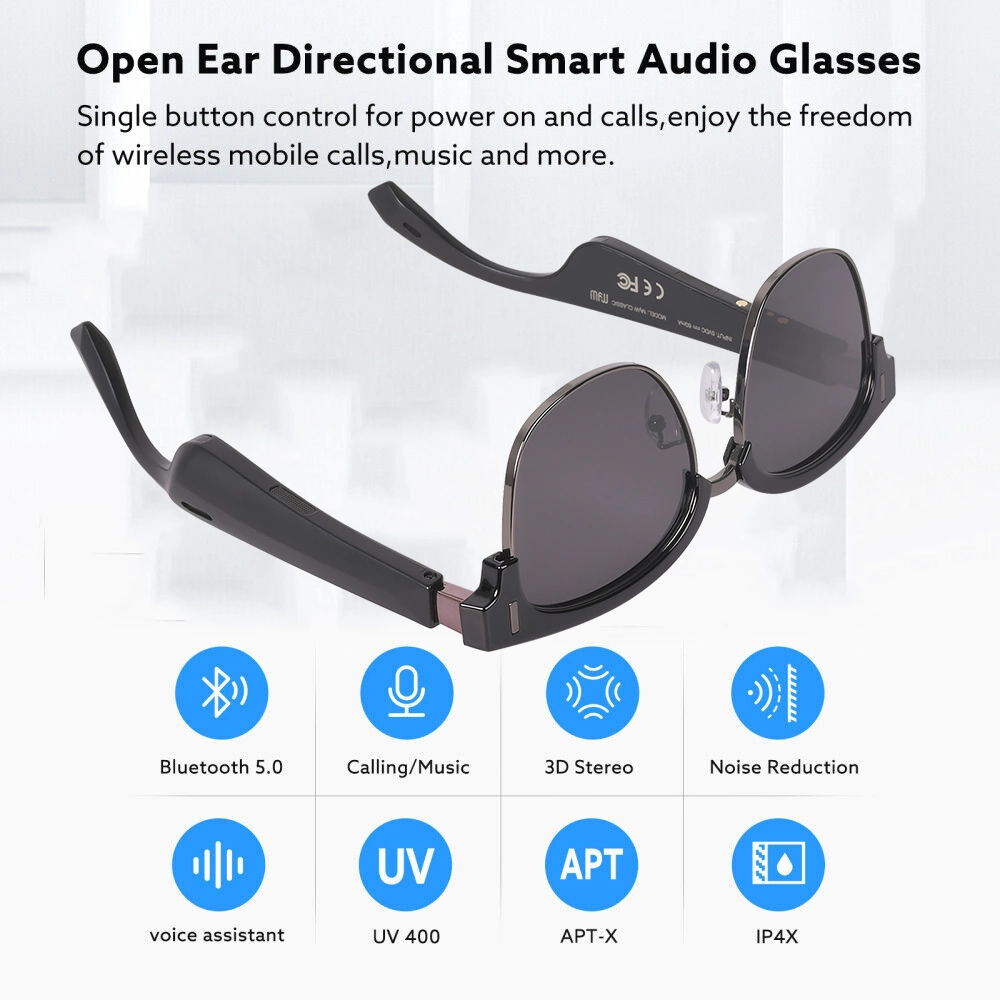 Haute qualité anti UV multifonction de la preuve la lumière bleue Smart Audio Son stéréo de lunettes de soleil