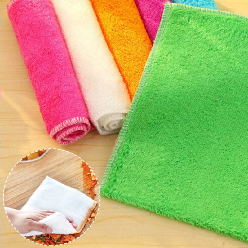 Absorbent Quick Drying Bamboo Fiber Cleaning Cloth Dishcloth Microfiber Kitchen Cleaning Towel