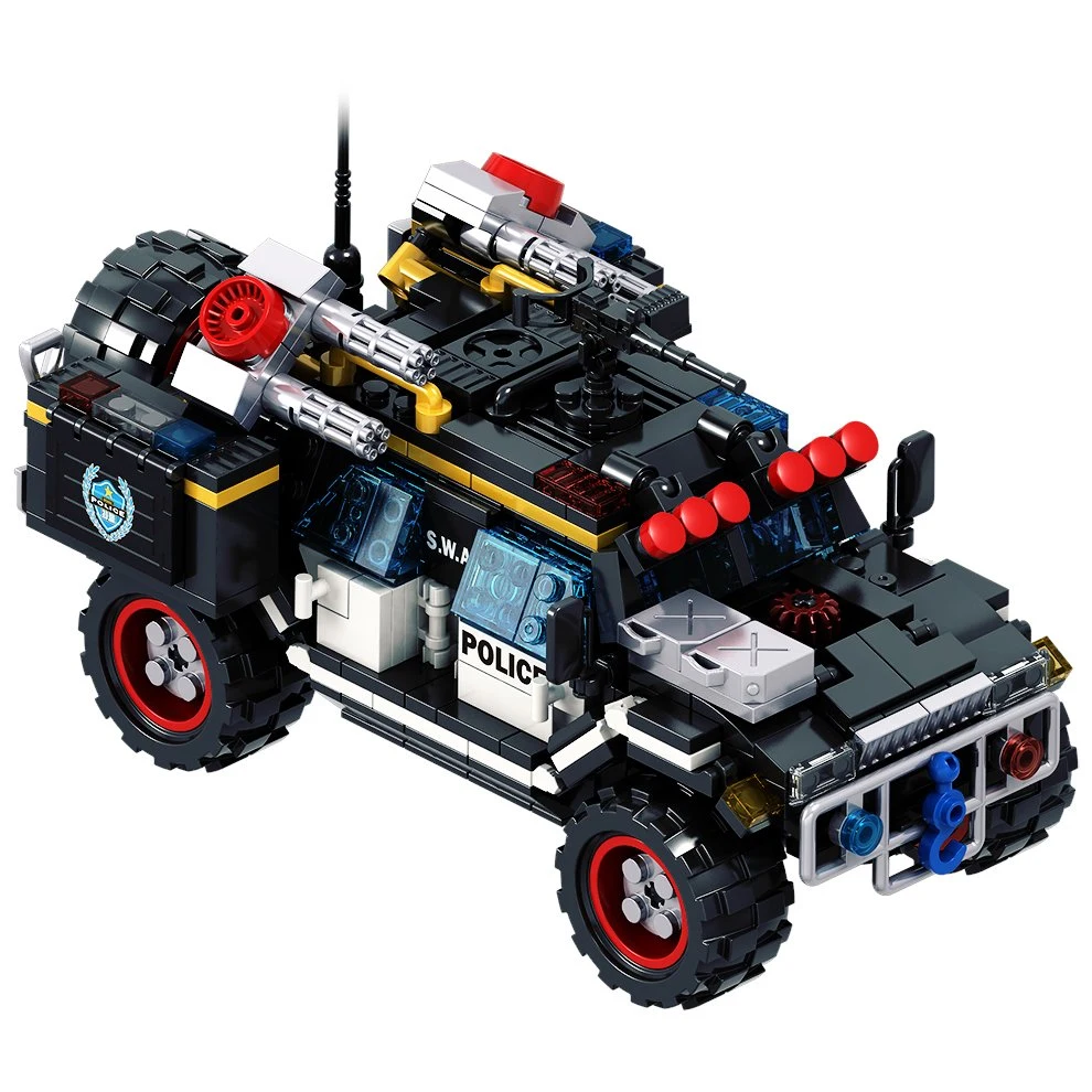 Woma Toys Wholesale/Supplier Early Education Kids Building Block Plastic Swat Armored Vehicle Black Car Other Construction Toy Hobbies