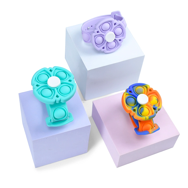 Stree Free Fingertip Top Version Children″′ S Adult Press Toy Pulsera de pulsera de silicona con rotación de juguete Fidget Toy Watch