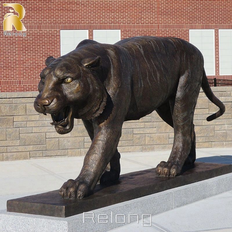 Mayorista de latón decorativo animal Estatua de vida Tamaño Metal Bronce Tigre Decoración de escultura