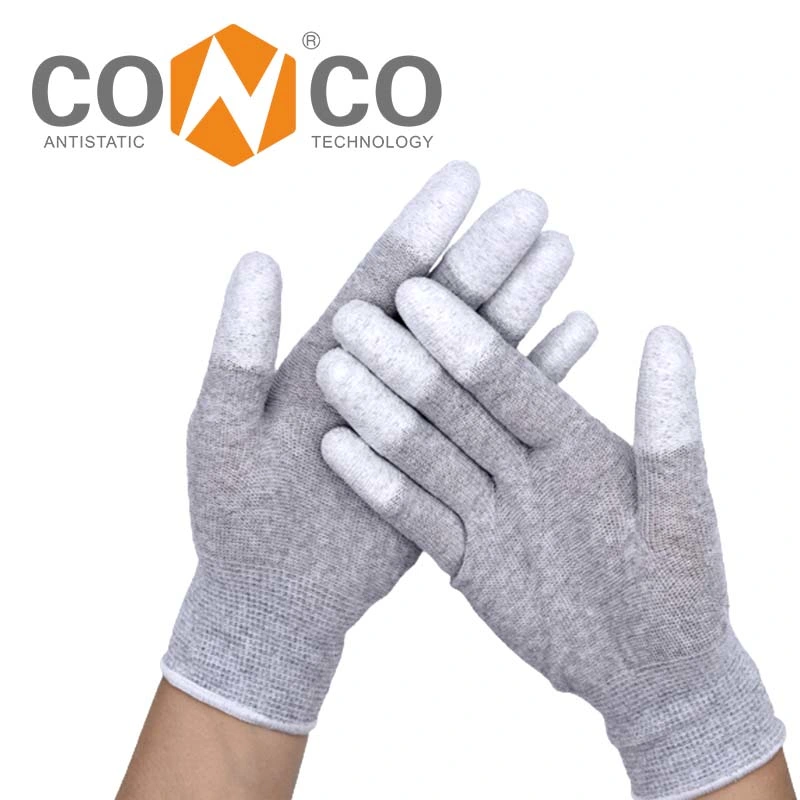 Wholesale/Supplier Cheap Flexible Anti Static Assembly PU Finger Tip Coated ESD Gloves