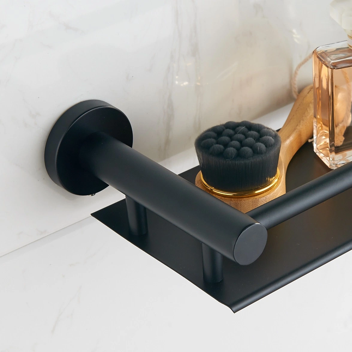 Étagère de douche murale en acier inoxydable 304 noir pour salle de bains d'hôtel