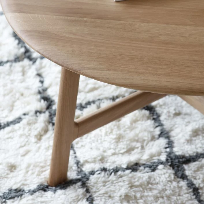 Commerce de gros chêne et noyer rustique moderne en bois Cercle ronde Une table à café de thé