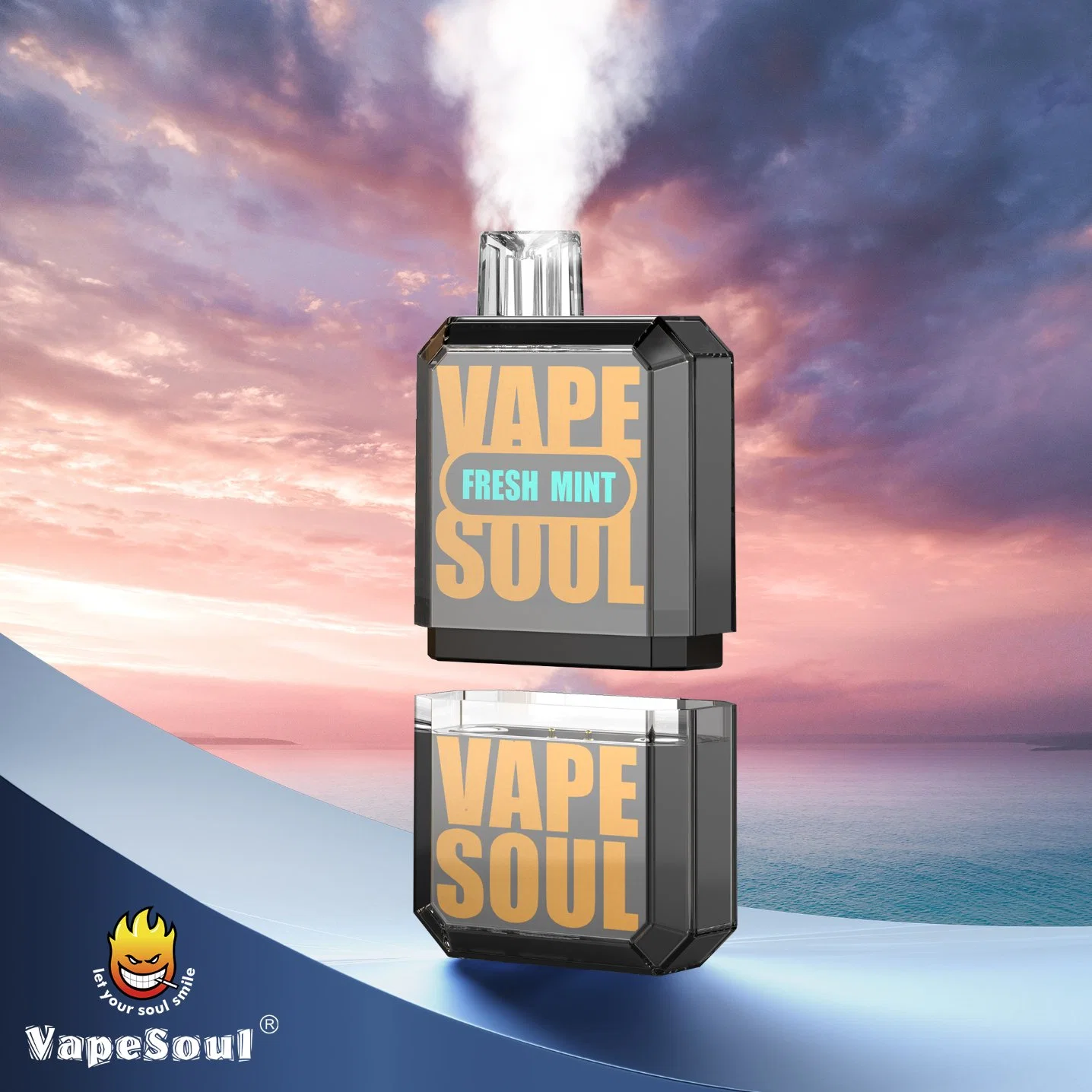 Kit de pod Vapesoul Mega bouffées d'or 10K de l'emballage de 5 % l'Arabie saoudite de Dubaï modifiable le commerce de gros de l'Allemagne de l'Inde Russie Espagne Vaper Mini batterie rechargeable e cig