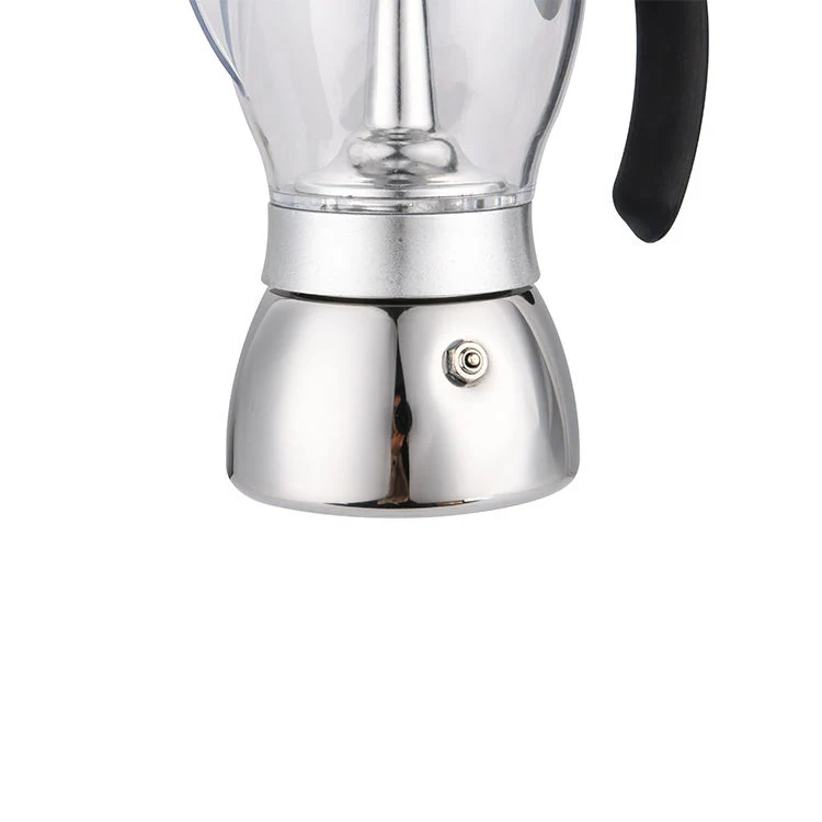 Nuevo estilo 300 ml de acero inoxidable de la base de cristal personalizado cafetera expreso Moka Olla Cocina Vintage Cafetera