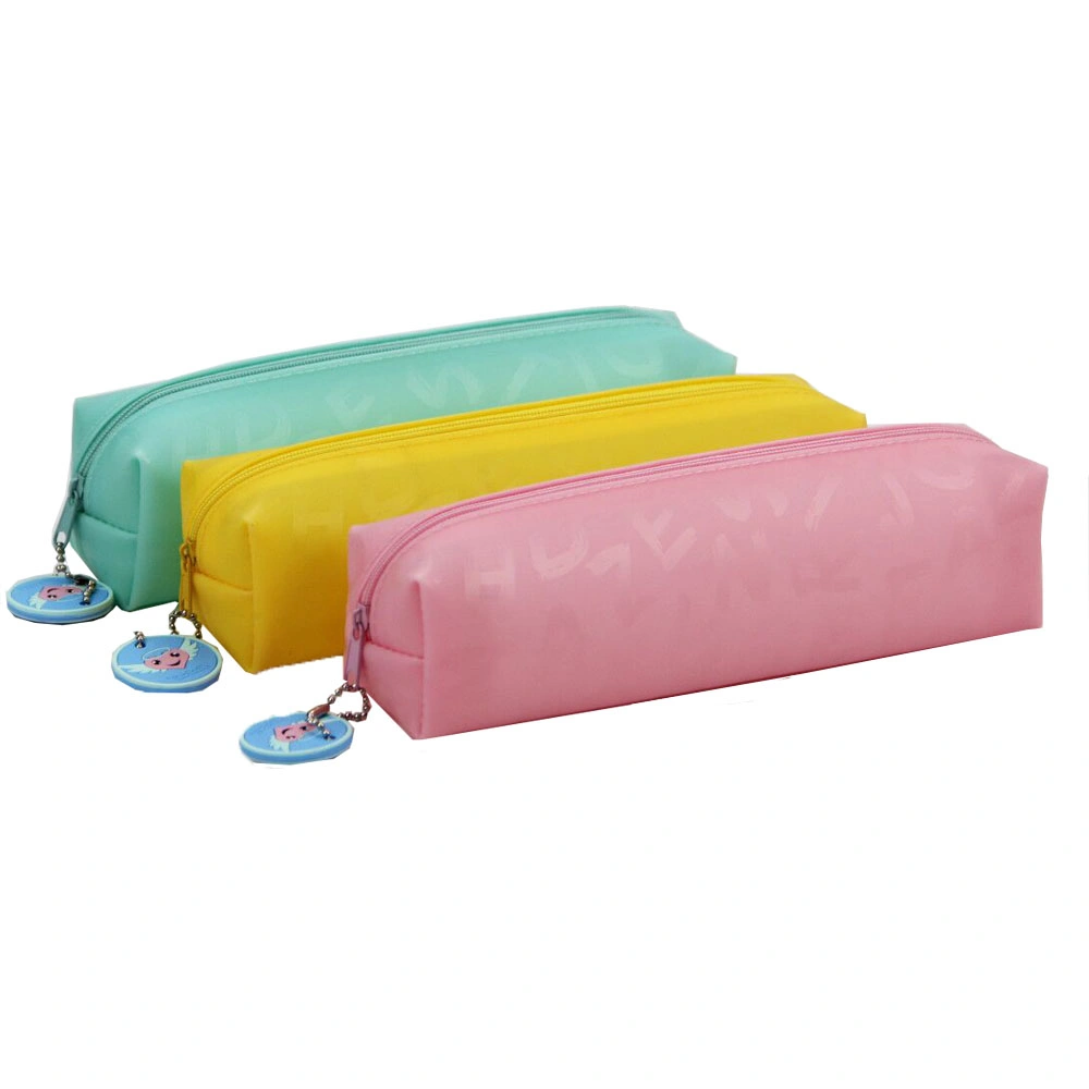 Coloured New Eco-Friendly PVC Pencil Bag Frosted PVC Yellow Pouch Case Bag