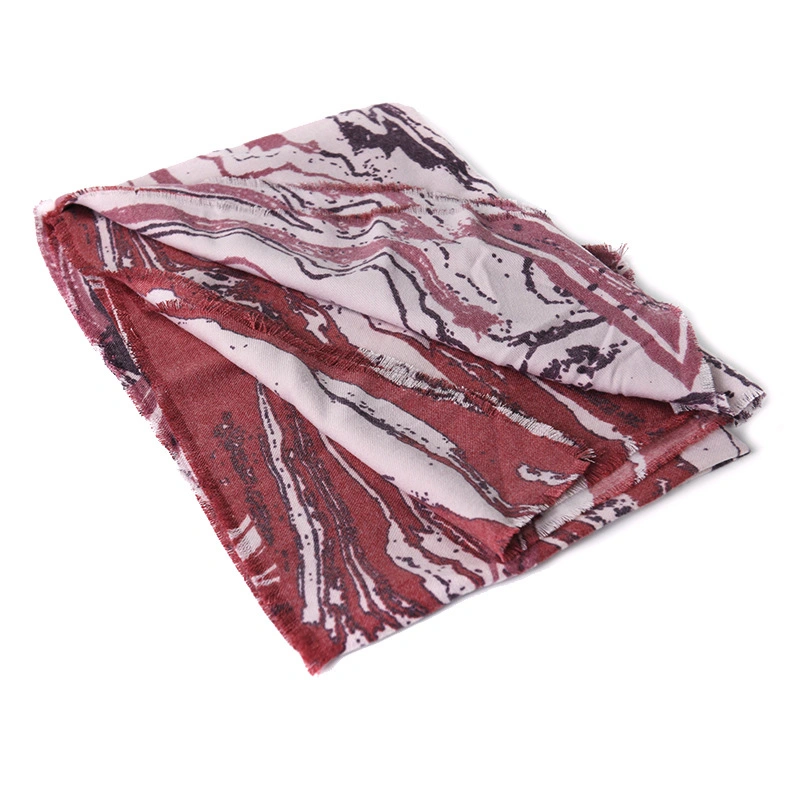 Marble Contrast Color Printing Warm Long Knitted Pashmina Shawl