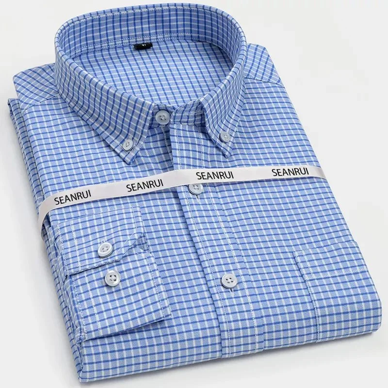 Wholesale/Supplier Custom Leisure Business Formal Turn-Down Collar Stripe Tops Printed Plaid Long Sleeve Men Shirts