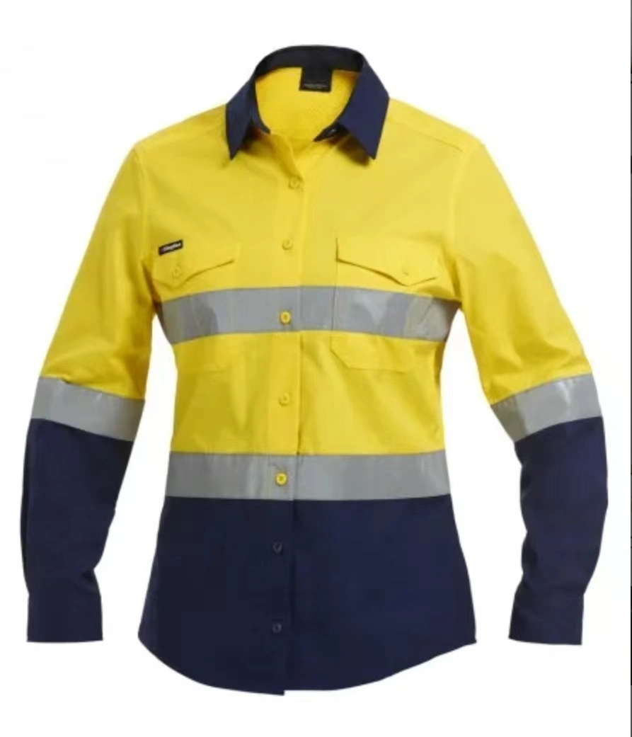 Armor Women Workwear High Visibility Cotton Hi Vis Cotton Long Sleeve Work Shirt