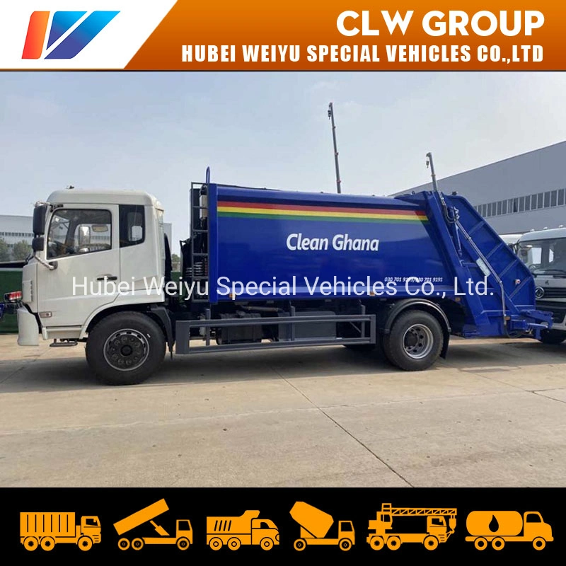 Dongfeng 12m3 12cbm Refuse Collector Transport Compactor Trucks 7.2tons 8t Compressed Garbage Truck to Ghana