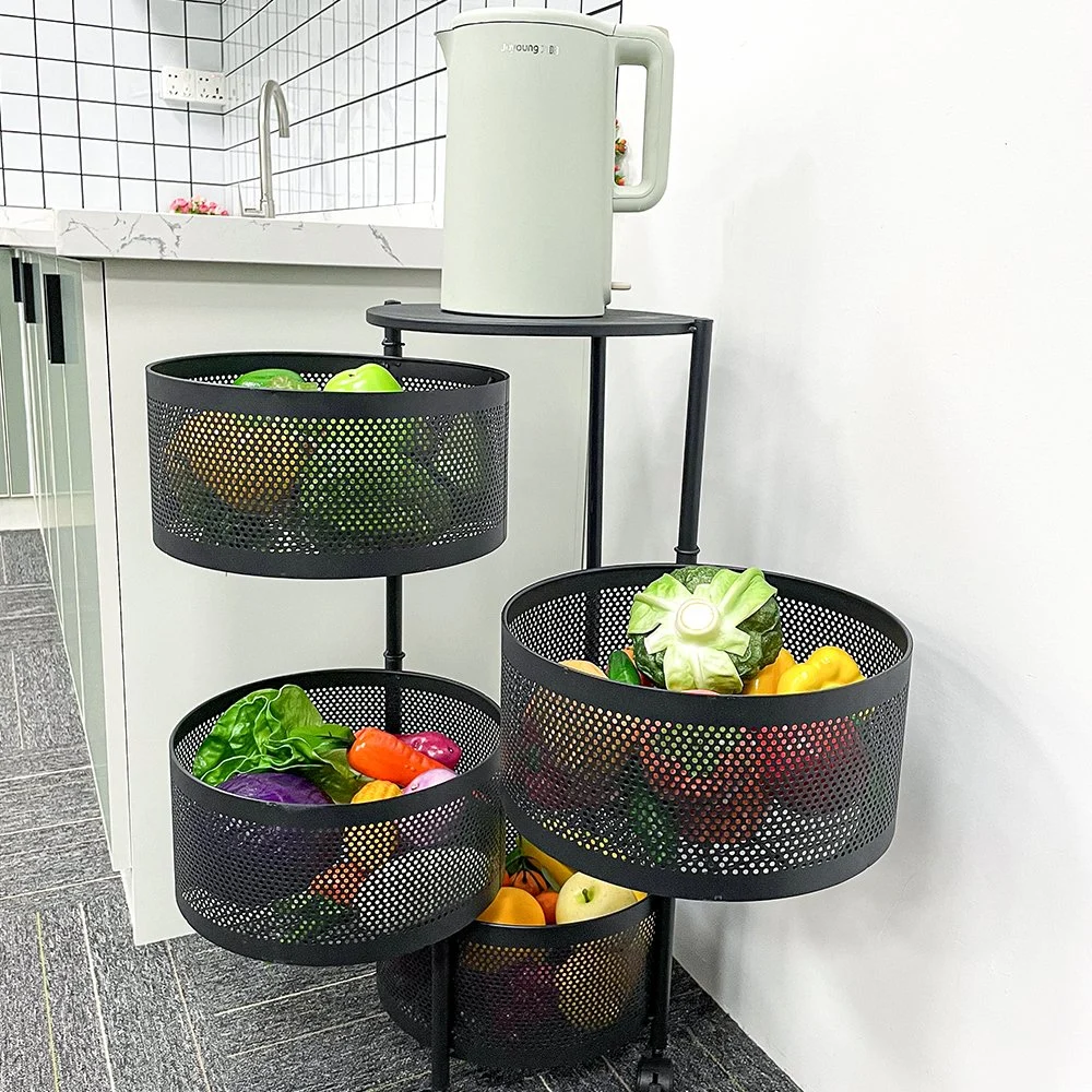 Cozinha armazenamento vegetal ou fruta prateleira rotativa suporte multiccamada Rack de armazenamento rotativo para casa de banho