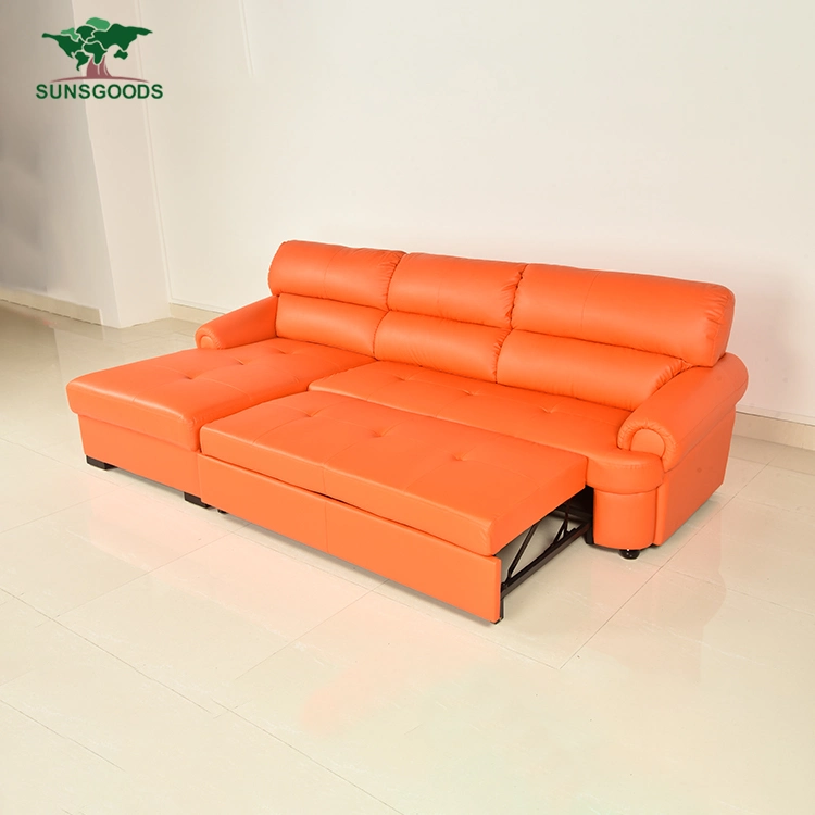 Orange Modern Sofa Design Elegance Leather Fabric Sofa Producer Living Room Sofa Bed