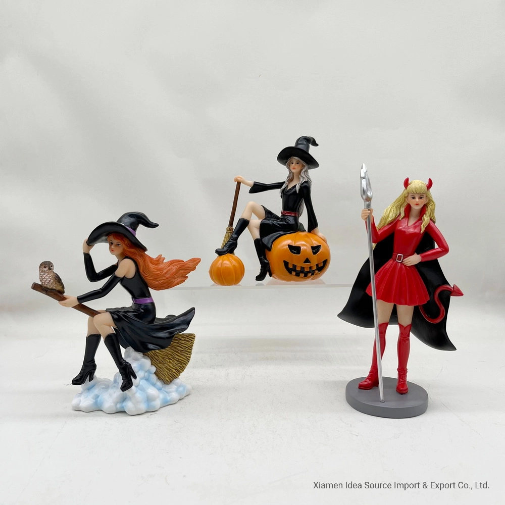 Latest New Design Halloween Holiday Home Decoration Gift Factory Wholesale/Supplier Resin Young Witch Figurine