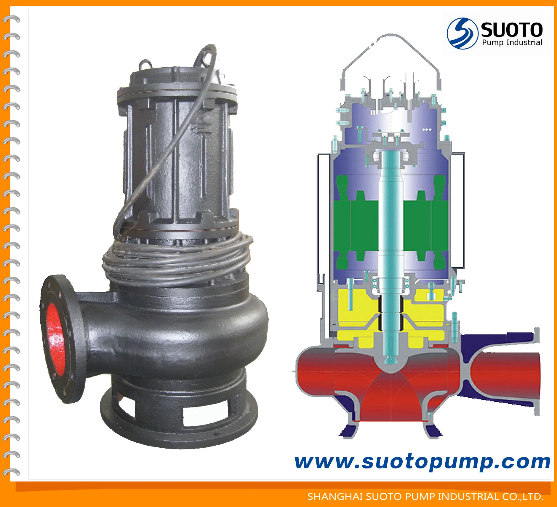 Wq Pompe à eau submersible centrifuge pour les eaux usées avec raccord automatique
