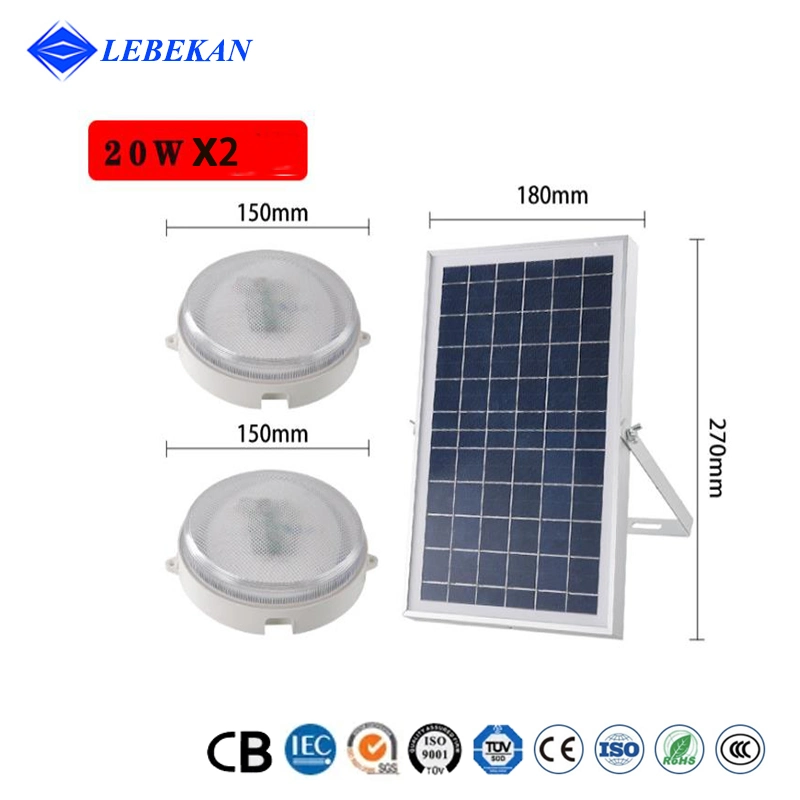 Indoor Lighting Fixture Double Heads 60W 80W 100W Interior Board Moon Light Emergency Free Electricity LED Solar Ceiling Lights