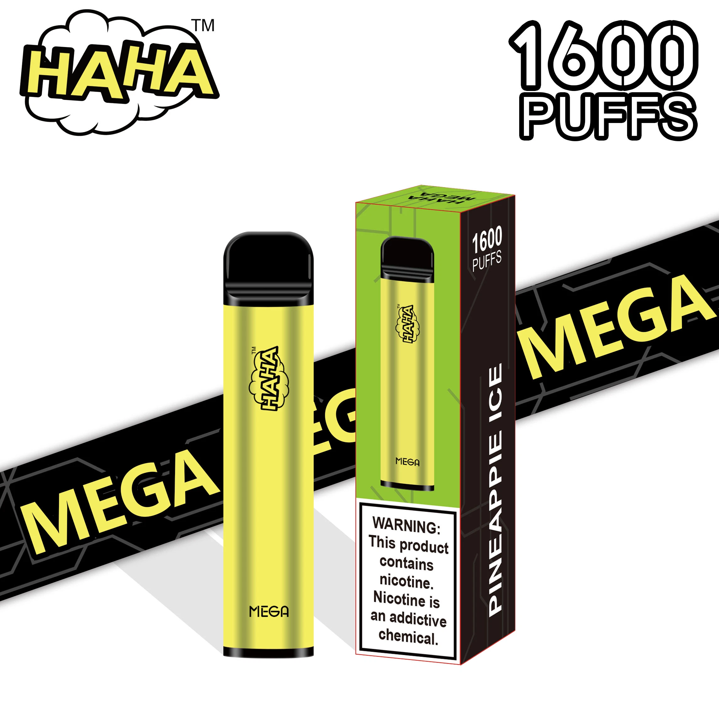 OEM Factory Haha Mega 1600 Puffs Vape Bar Pod Disposable/Chargeable Vape Electronic Cigarette