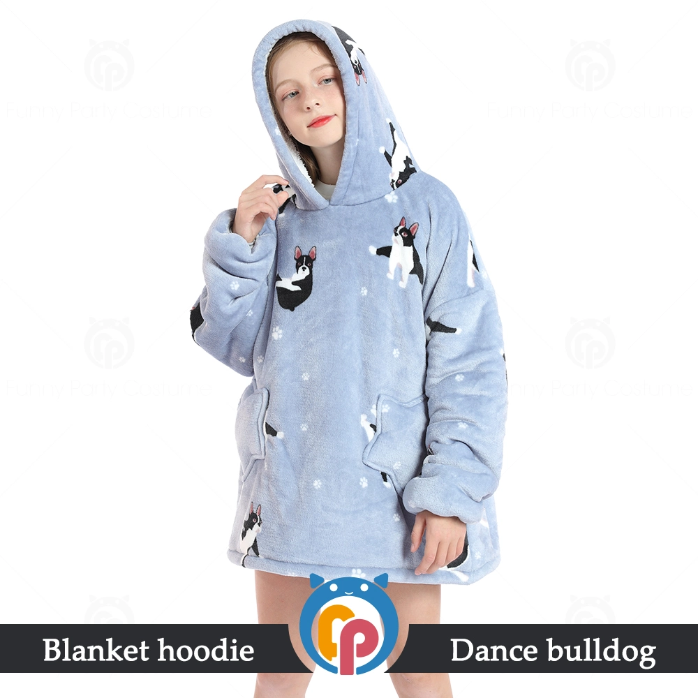 Comfy Children Winter Plush Oversized Thick Sweater Blanket Hoodie for Kids