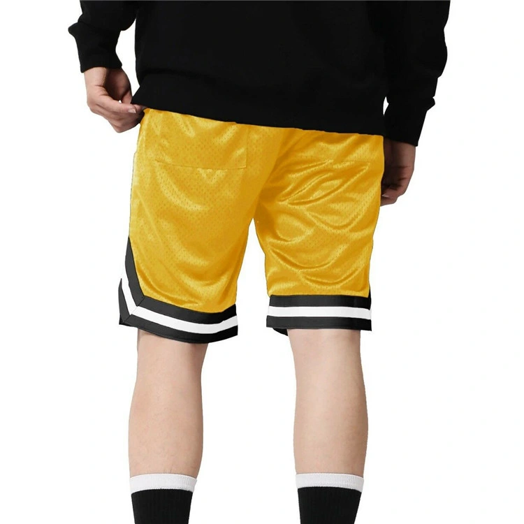 New Design Fashion Custom Logo Yellow Basketball Men's Shorts