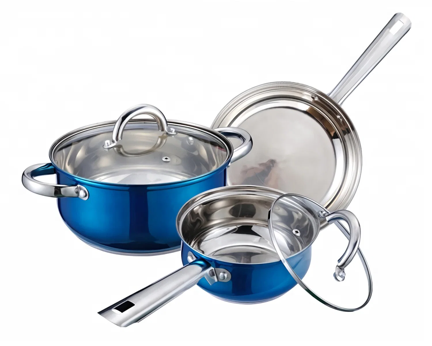 Factory Price Pots and Pans Set 5-Piece, Stainless Steel Induction Cookware with Customized Color Coating and Non Stick Ready All Stovetops Compatible