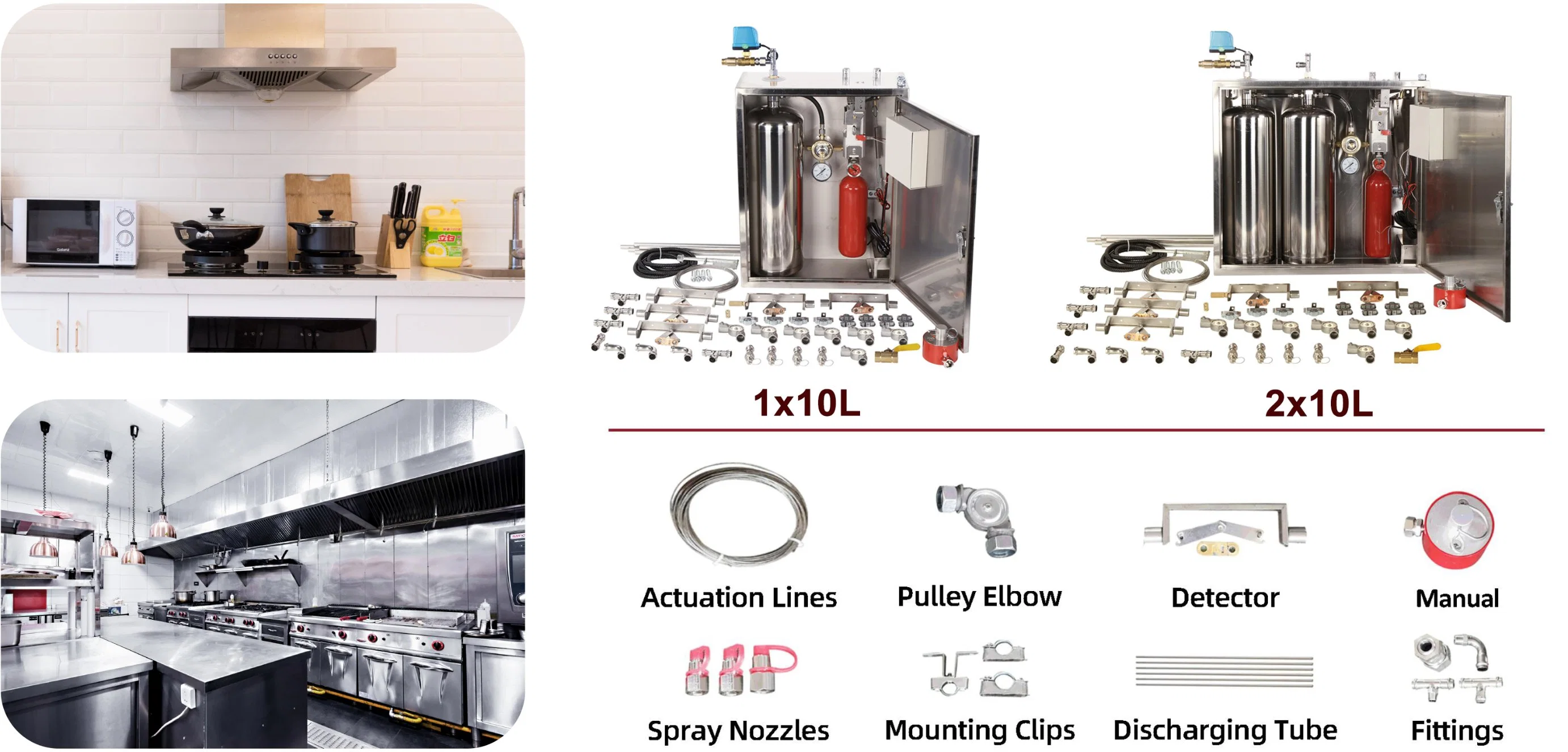 20L Restaurante de cocina de Respuesta Automática de incendios y sistema de emergencia