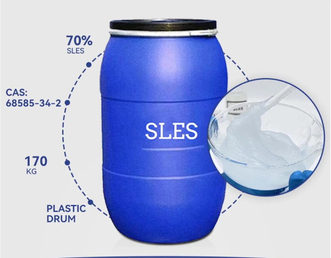 SLES 70 detergente materia prima surfactante limpiador espumante grasa Alcohol Polioxietileno éter Sulfato de sodio