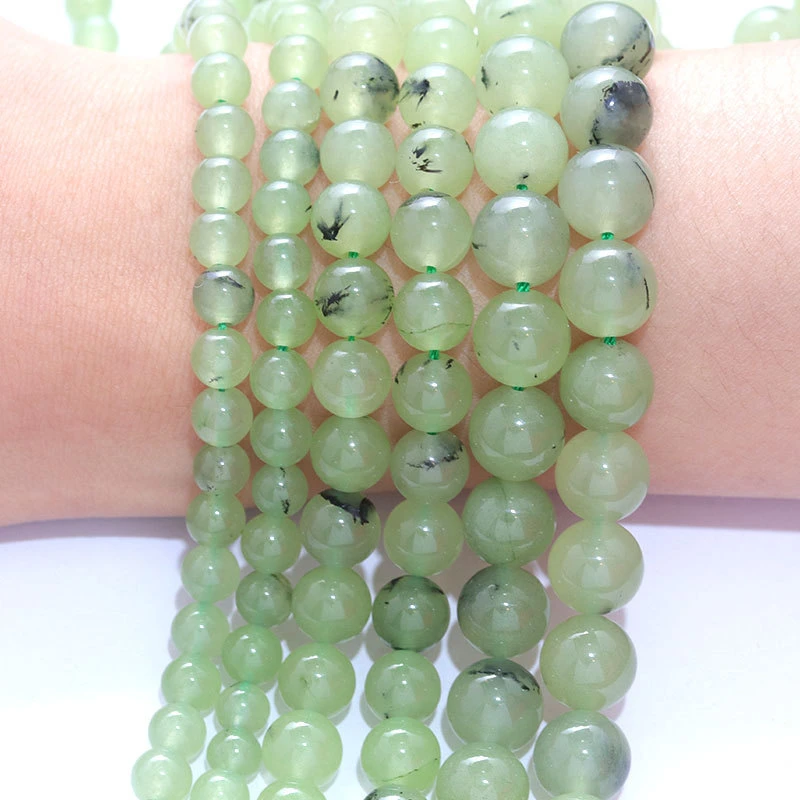 Natural Green Grape Prehnite Gemstone Beads for Jewelry Making & Crafts DIY