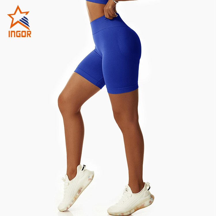 Ingorsports Athletic Clothing Manufacturers Custom Women Gym Running Sports Wear High Waist Butt Lifting Biker Shorts Without Front Seam