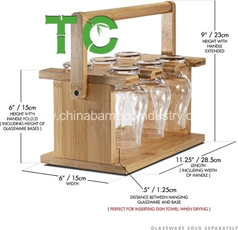 Bamboo Whiskey Glass Holder Bamboo Glassware Drying Rack