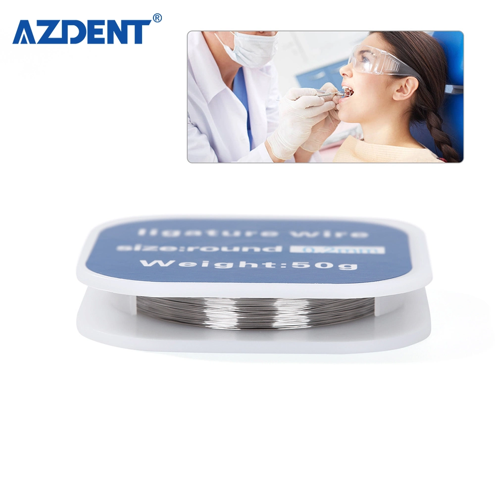 Azdent High quality/High cost performance Dental Ortigature أسنان وفم الأسنان القوس سلك من الفولاذ المقاوم للصدأ تقريب 0.2/0.25/0.3 مم