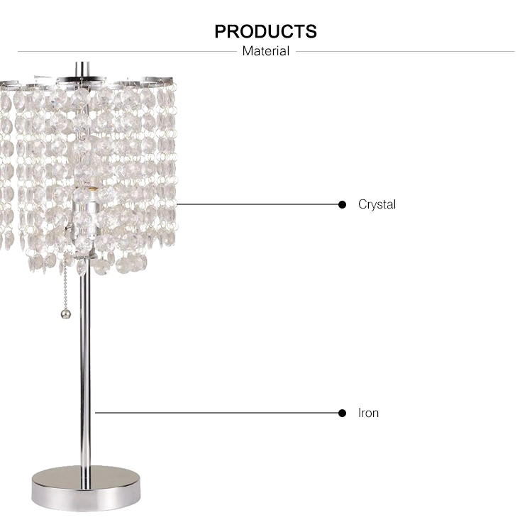 Amostra grátis E27 cristal de ferro Leito Bar barato restaurantes de design moderno candeeiro de mesa Prata