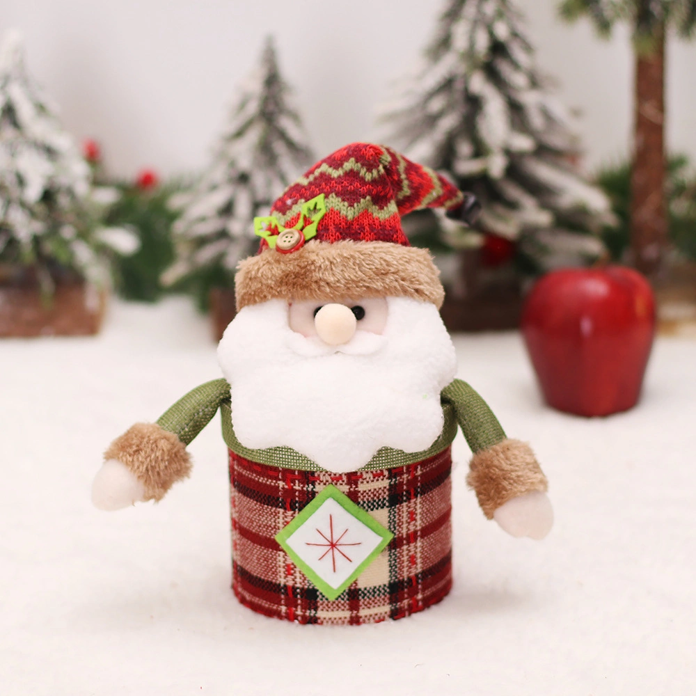 3 Modèles beau Noël Conteneur de bonbons de sucre en peluche Apple Boîte de rangement avec le Père Noël Bonhomme de neige Elk jouet en peluche couvre