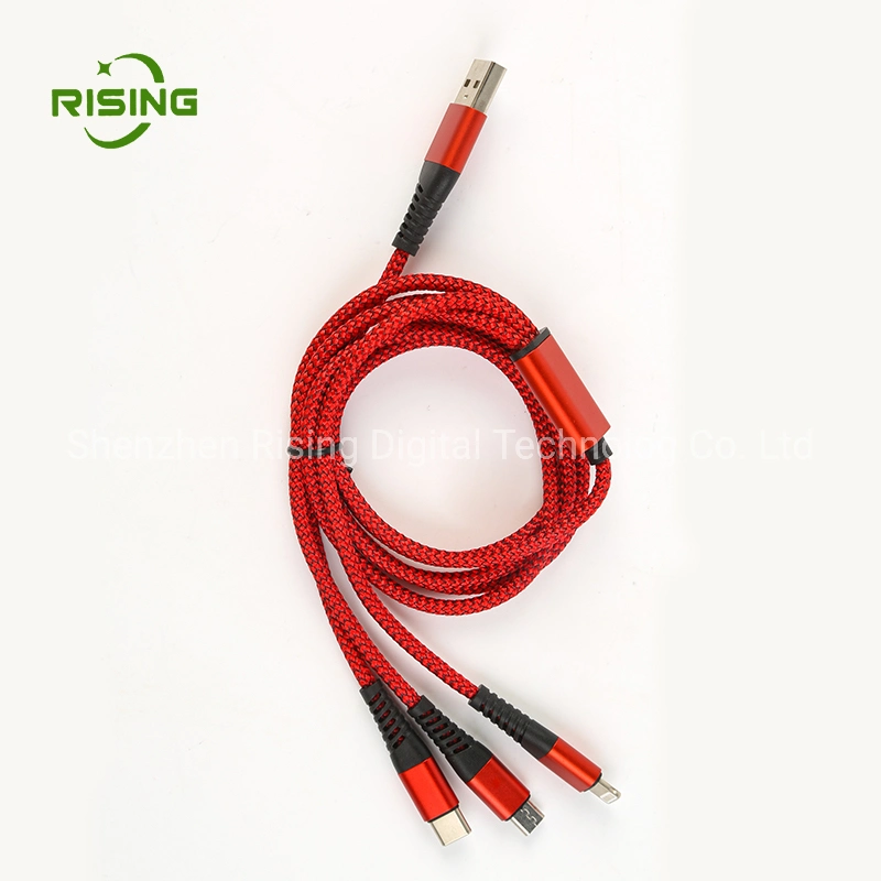 Three-in-One Charging Cable Multi-Function Nylon Type-C USB Cable