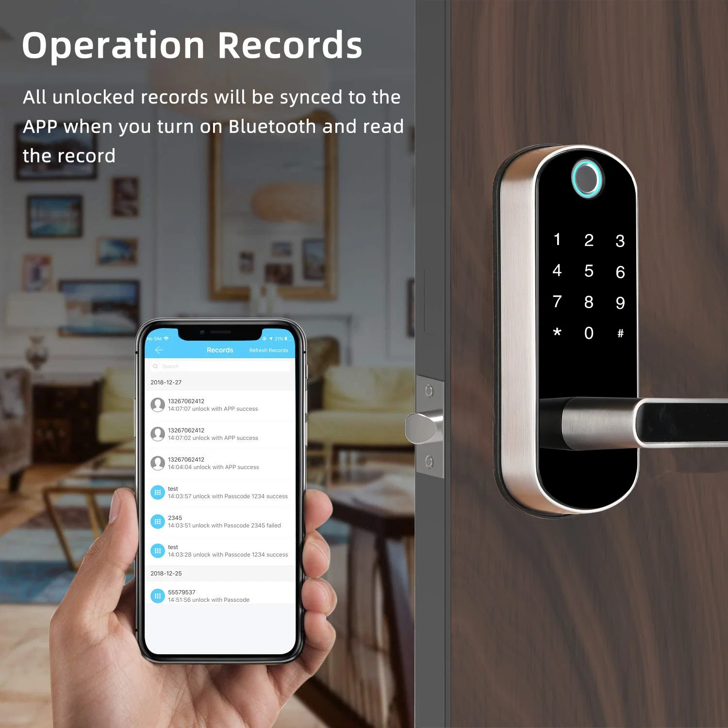 Ttlock APP Télécommande Bluetooth code biométrique Smart Serrures de porte