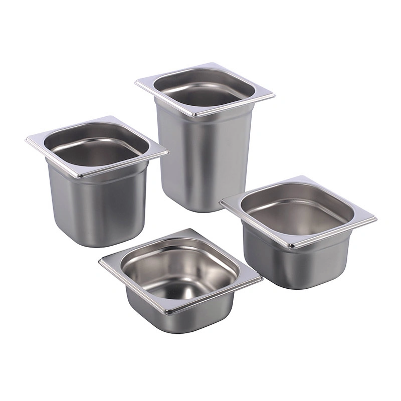 Aço inoxidável Commercial Hotel Kitchen Food Container 1/6 GN Pan