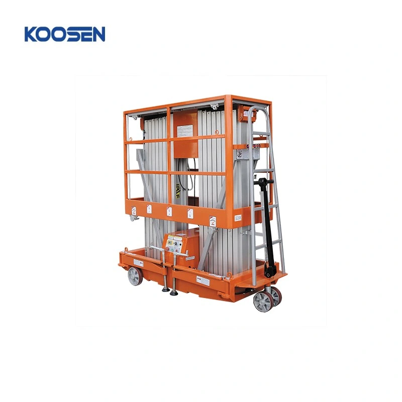 Koosen Factory Double Mast Hydraulic Mobile Work Platform Lift Platform