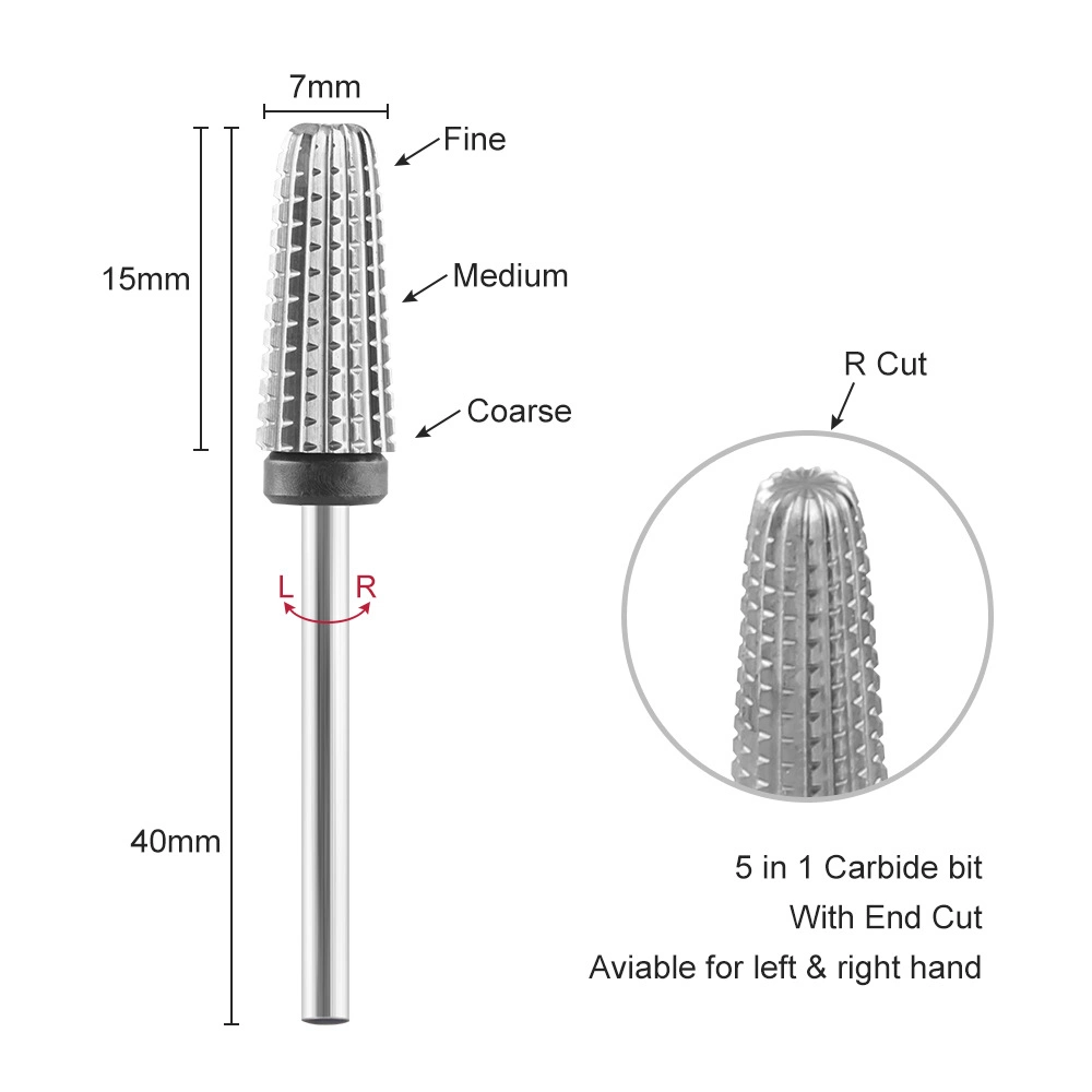 5-in-1 Tungsten Steel Nail Head Quick Polish Removal Glue to Remove Dead Skin Polishing