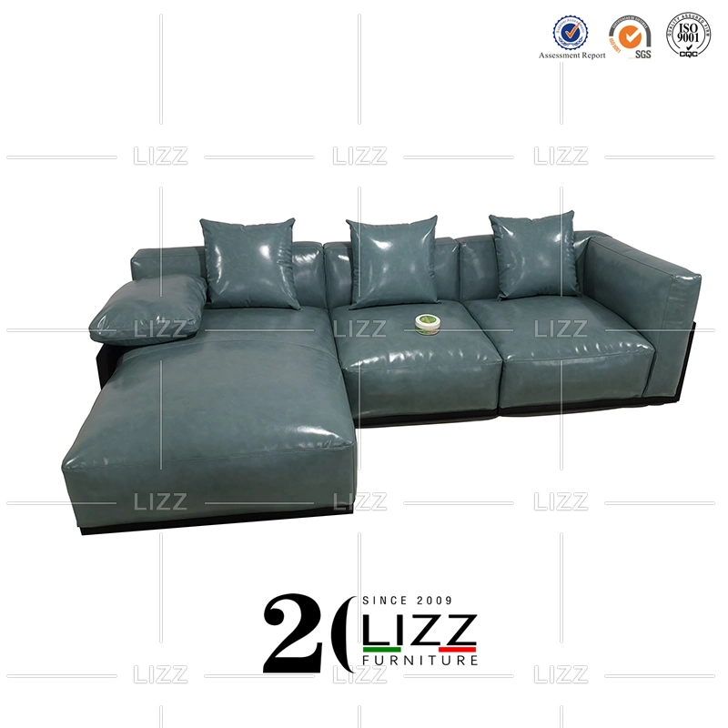 Popular European Home/Hotel Furniture Lounge Leisure Wooden Leather Sofa Set