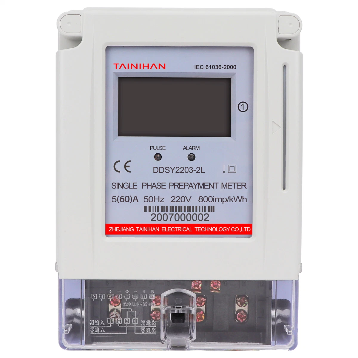 بطاقة قياس 16 Ddsy-2L Single Phase اثنان من الأسلاك اضغط على كيلوواط ساعة متر