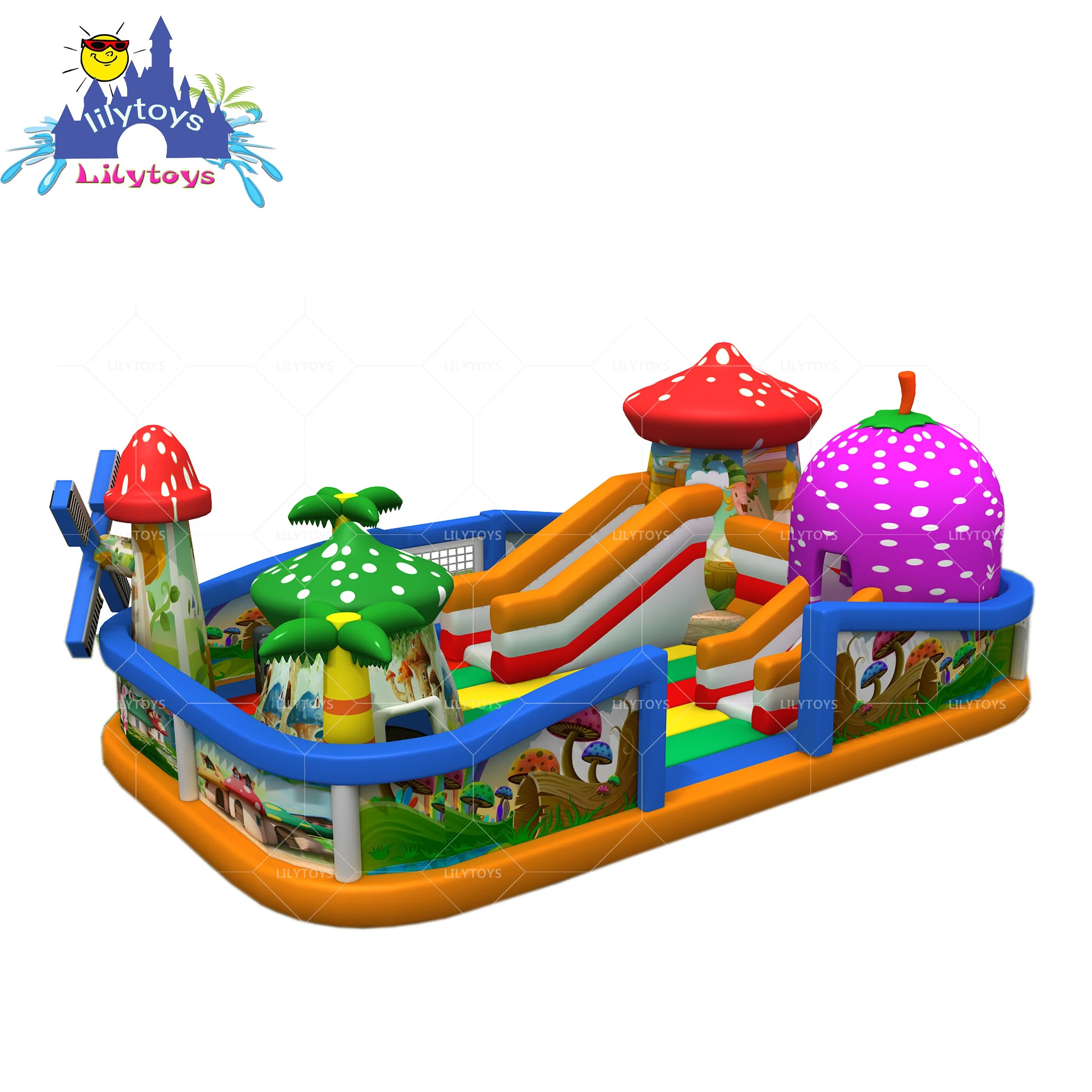 Lilytoys Big Aufblasbare Vergnügungspark Trampolin Park Fun City Bouncer Spiele für Kinder