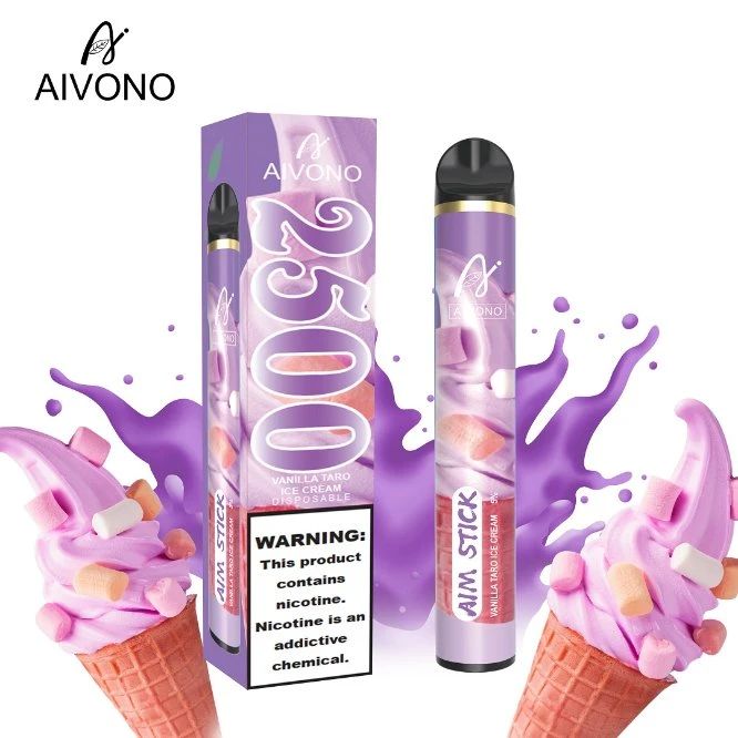 أفضل بيع على الإطلاق ميني اي سيكاريتا Aivono Aim Stick 2500 قابل للبيع بأسعار مغرم قلم صغير من نوع Puff، كوب ميكانيكي سائل سعة 9 مل، قلم قابل لإعادة الشحن بقوة 1400 مللي أمبير/ساعة طراز E سيجارة