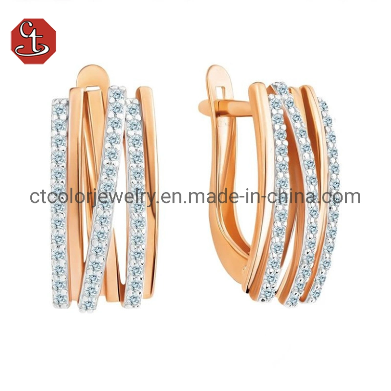 925 Silver Flash Inlaid Zircon Gold Earrings Jewelry For Fashion Accessories