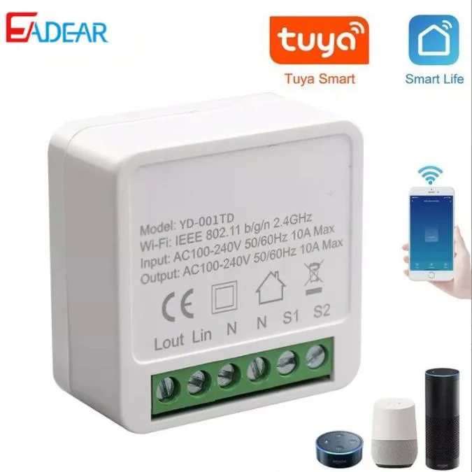 Built-in Acckip Mini WiFi DIY Smart Switch, Support Diversified Control, Using Home, School, Office. White