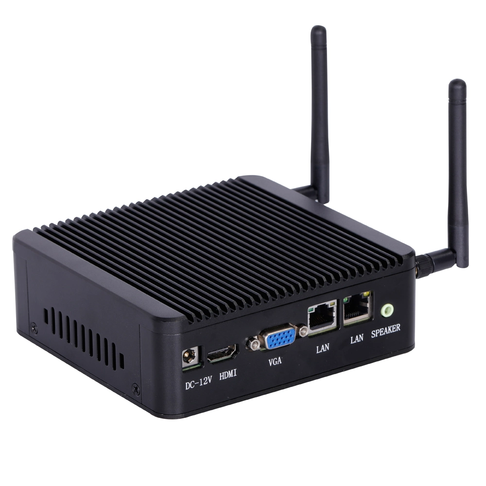 Elsky Mini PC Linux DC 12V Netzteil lüfterlos J1900 Quad Core 2,0GHz Nano PC mit 4 USB und 1COM/RS232 (Option J1800) Pocket PC