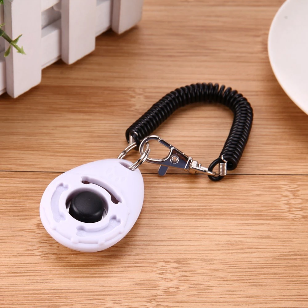 Pet Trainer Pet Dog Training Dog Clicker Adjustable Sound Key Chain and Wrist Strap Doggy Train Click